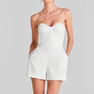 NEW SEXY Strapless Padded white bustier shorts romper S stretchy